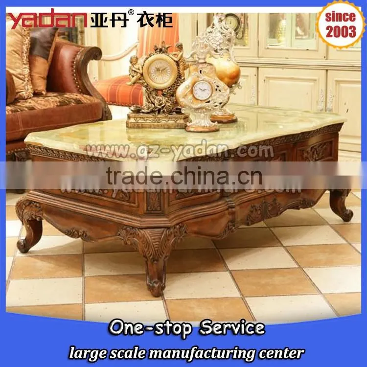 classic long tea table marble top,vintage wood coffee table for sale