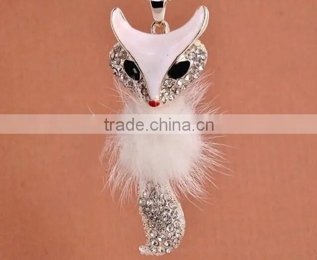 2014 fashion fox long necklace for sweater