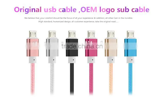 Colorful RoHS approved 1m Nylon braided flat micro usb cable