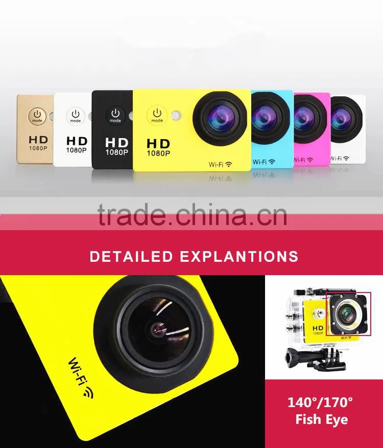 wifi sport action camera fu hd 1080p waterproof video camera