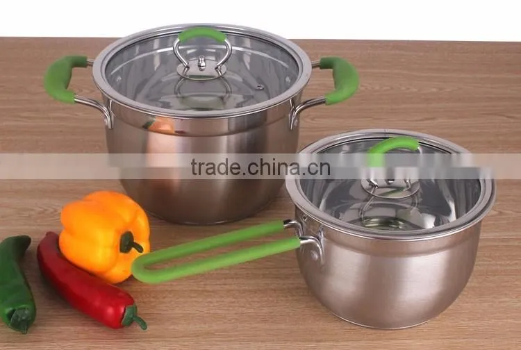 Best quality 6pcs stainless steel capsulated induction color silicone handle cookware set