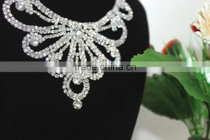 Cheap silver bridal necklace and earring sets wedding rhinestone bridal jewelry sets