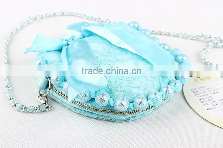 2015 Fast Shipment Sling bag baby girls coin purse girl lace pearls princess handbag