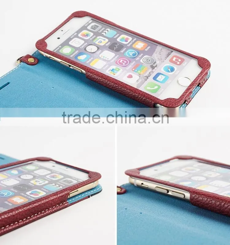 PU+Genuine Leather Cell Phone/Mobile Phone Case/Booklet for iPhone 6/6s for Lady/Female