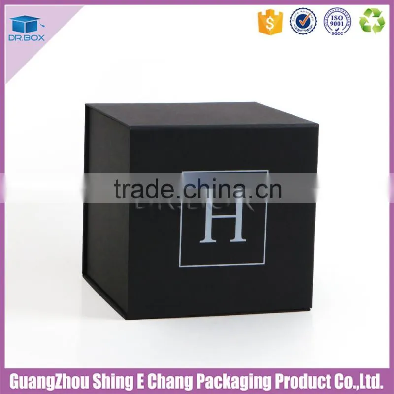 Luxury black square shape paperboard printing paper gift box packaging with magnetism
