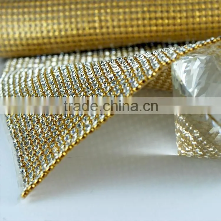 Whlesale Silver Aluminum Setting Hotfix Crystal Trimming 120*45cm Transfer Rhinestone Roll Mesh for DIY Decoration
