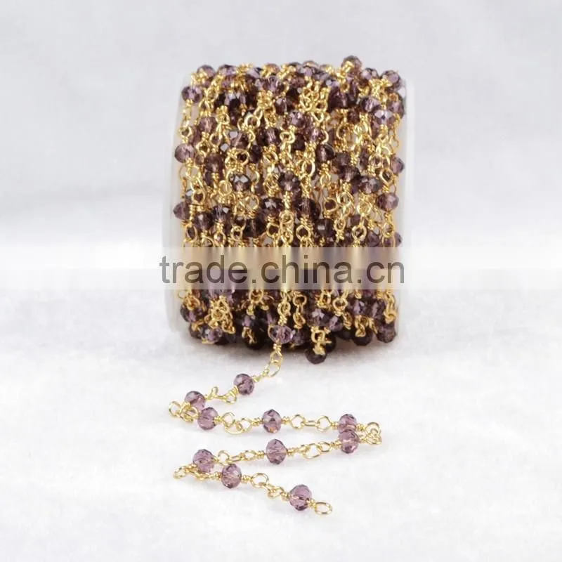 $4/meter by Trade Assurance- Natural Amethyst Stone Beaded Chain Roll-Free Shipping