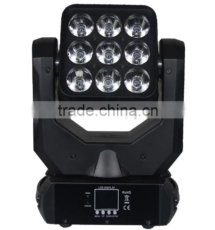 cheap 9pcs 3*3 4 in 1 led matrix moving head beam stage light