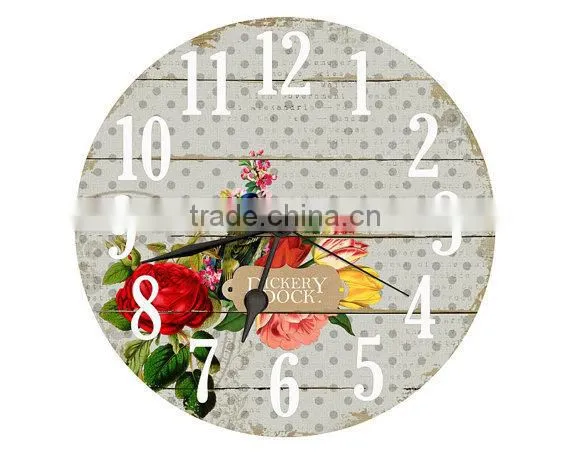 Beautiful design round wood wall clock for home deco