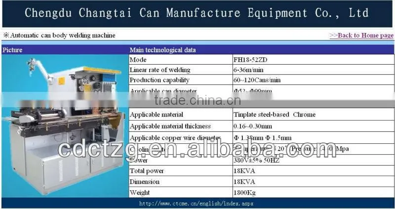Automatic aerosol can body welding machine