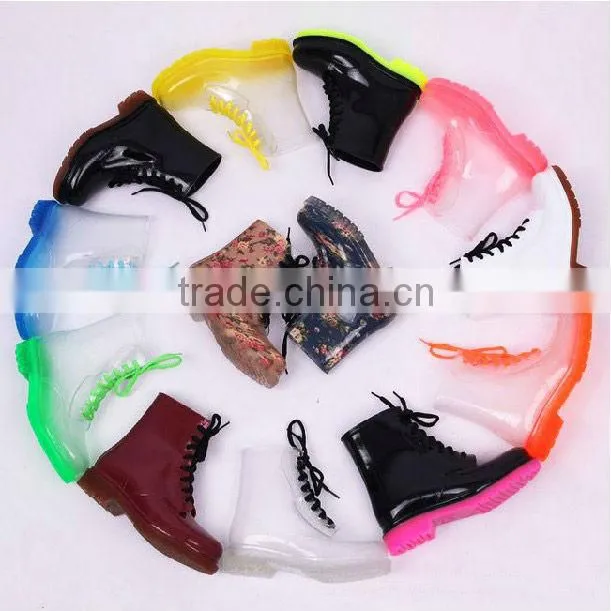 2016 lady High heel Rain Boots with lace