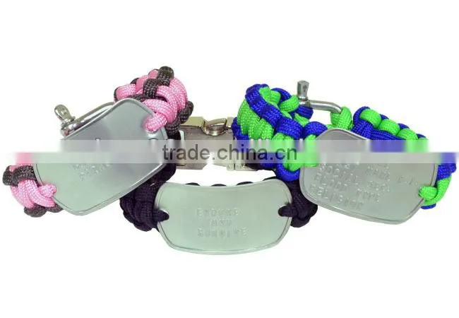 2016 wholesale 550 paracord survival bracelet with stainless steel clasp