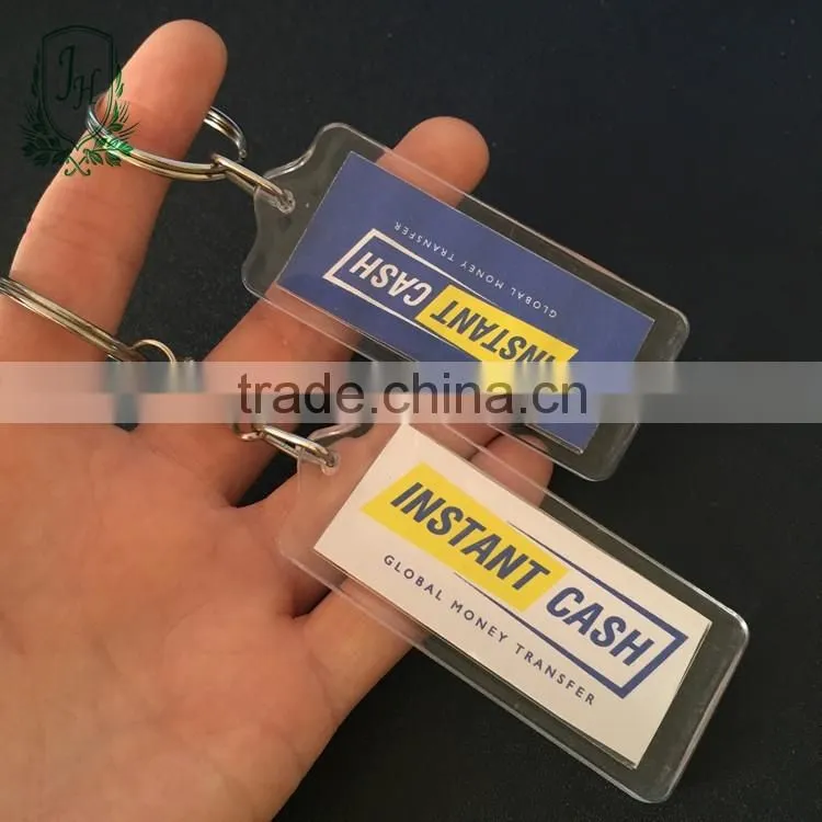 Plastic Transparent Blank Insert Photo Picture Keychain Frame Keyring