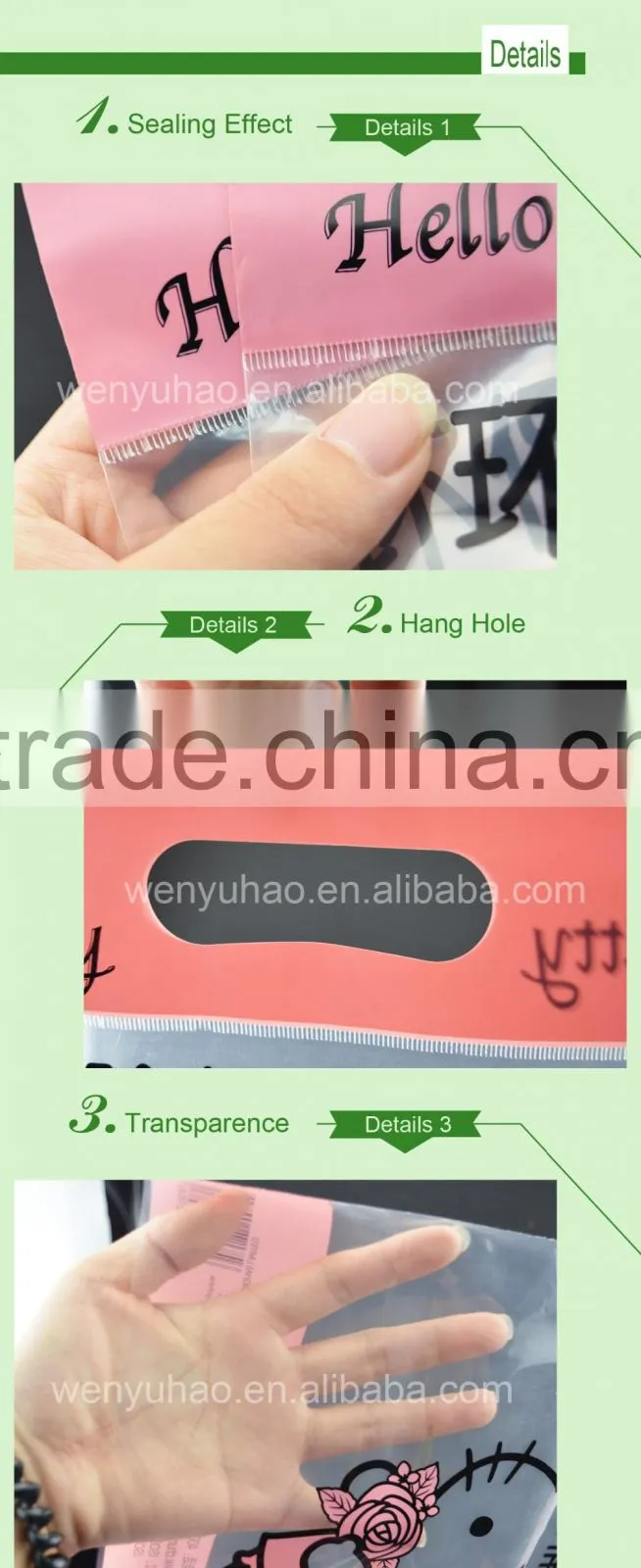 27x31cm custom size Hello Kitty printed clear high quality booster pack plastic bag