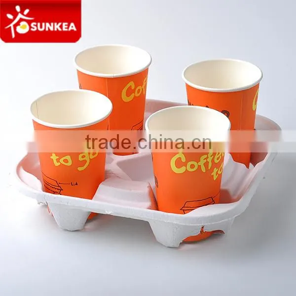 Wholesale Coffee Cup Carriers, Drink Trays,4 Cup Pulp Board Carrier Trays in China