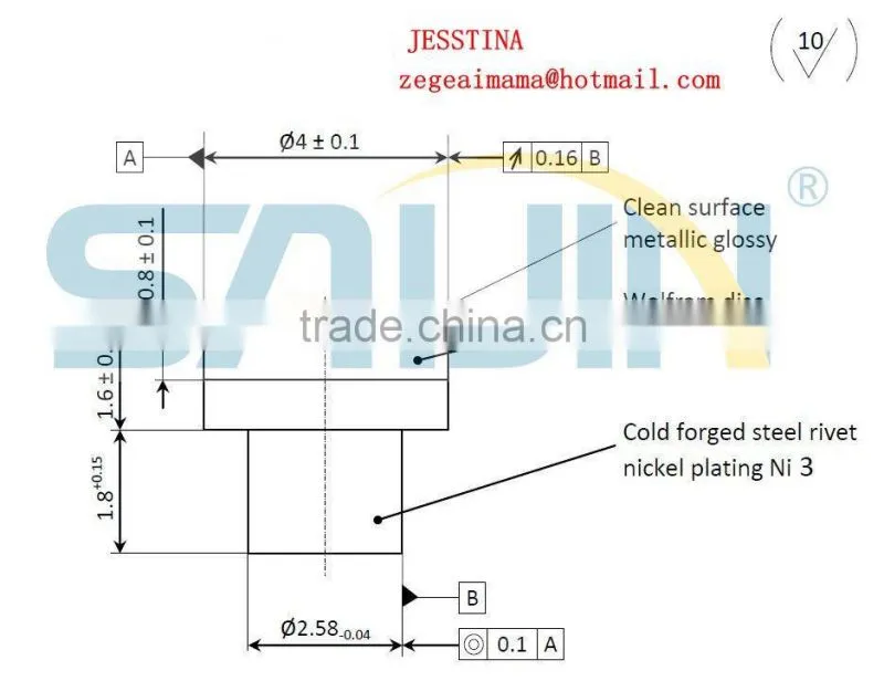 maufature Electrical Copper contact tungsten Rivets approved rohs