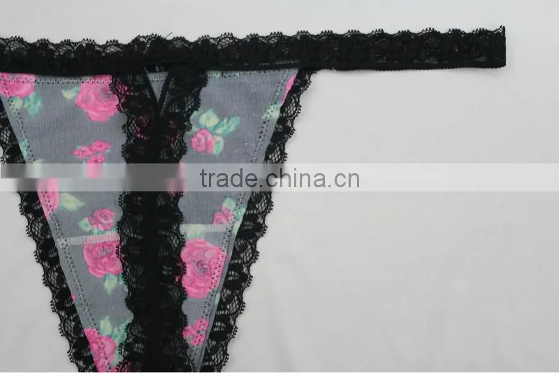 Latest Design Rose Print Sexy Fancy Bra Panty Set