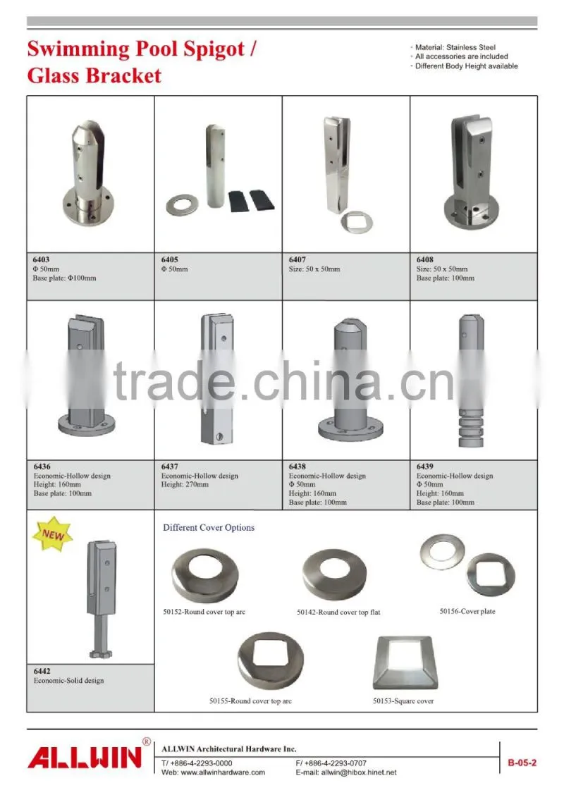 Bolt Free Frameless Stainless Steel Pool Fence Glass Spigot