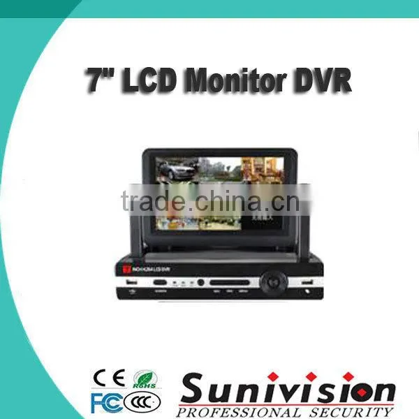 7" LCD Monitor AHD DVR Support 8CH 720P real-time record, 4CH 720P real-time playback