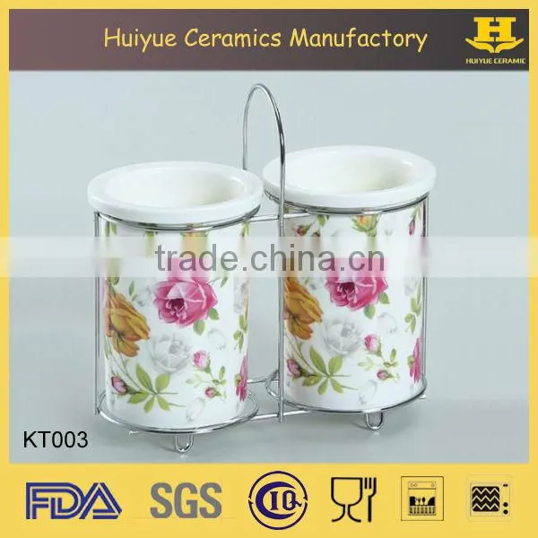 ceramic utensil holder, ceramic knife and fork holder, ceramic cutlery holder