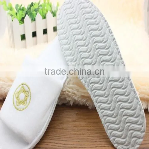 White plush velour two colors hotel embroidery slippers