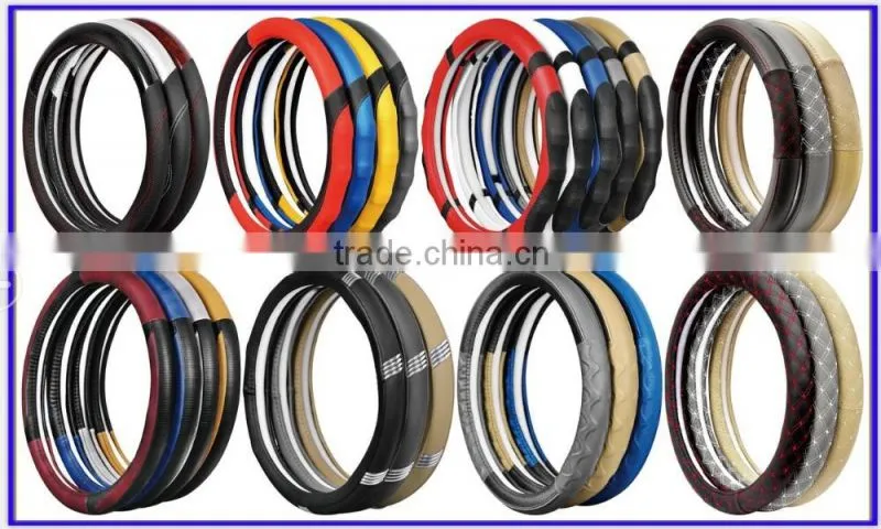 New design high quality PU leather racing car steering wheel cover