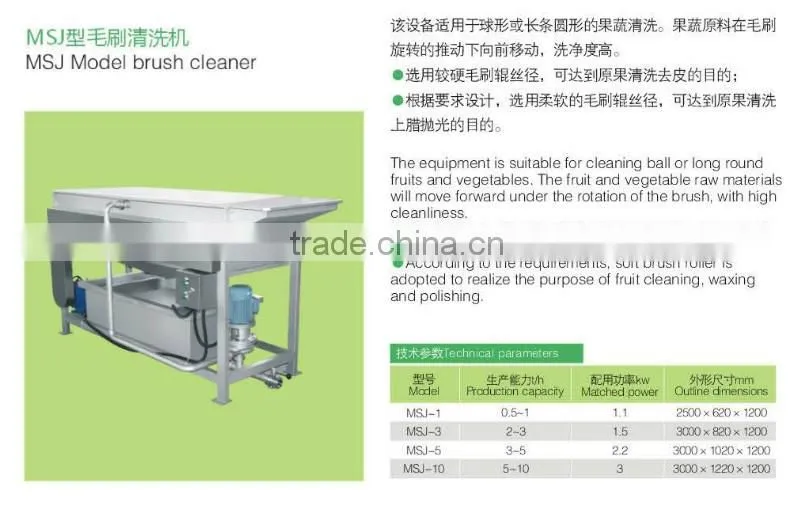 1 ton MSJ-1 Model brush cleaner(Industrial apple washer)