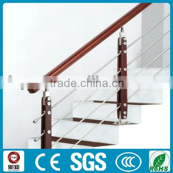 stainless steel indoor wooden stairs railing for home decoration