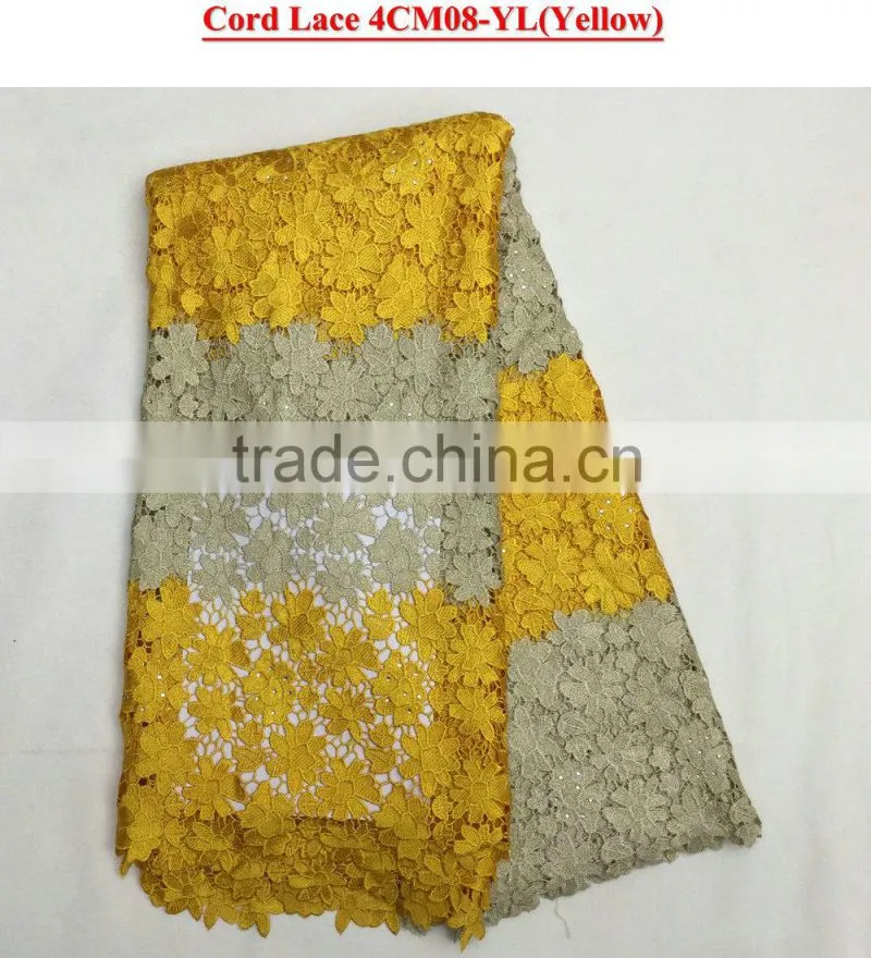Pretty chemical lace embroidery fabric rhinestoes guipure lace fabric guipure lace for wedding