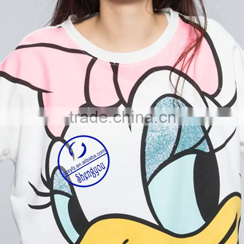 Custom women's longline sweatshirts with fashionale printing
