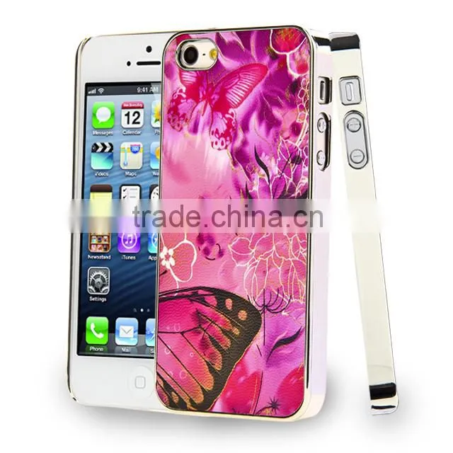 Set Screen Protector And Case For Iphone 5 , Beautiful Aluminium Flower Case