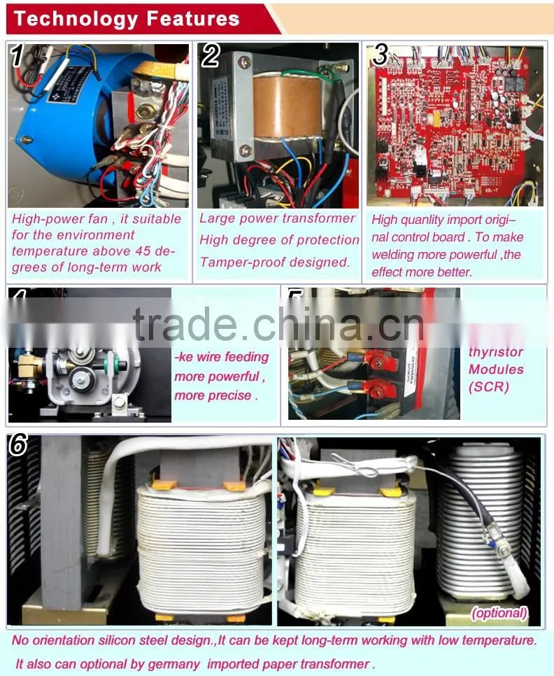 KF-200 thyristor-controlled CO2 MIG MAG welding machine with built-in wire feeder designed