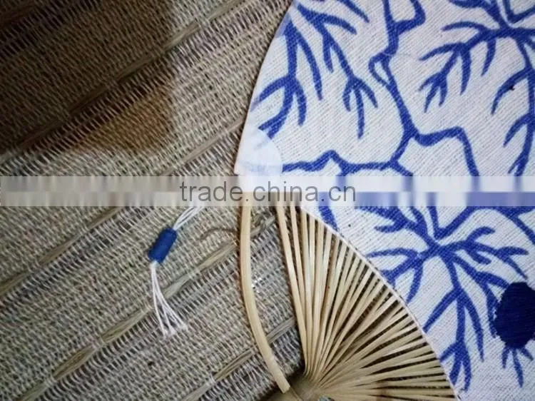 Ramie& Bamboo Round Hand Fan With Calabash Pattern