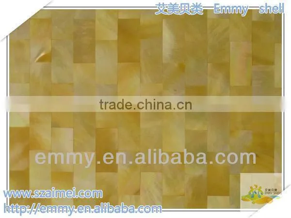 Brick yellow mother of pearl mosaic gold shell mosaic wall tile