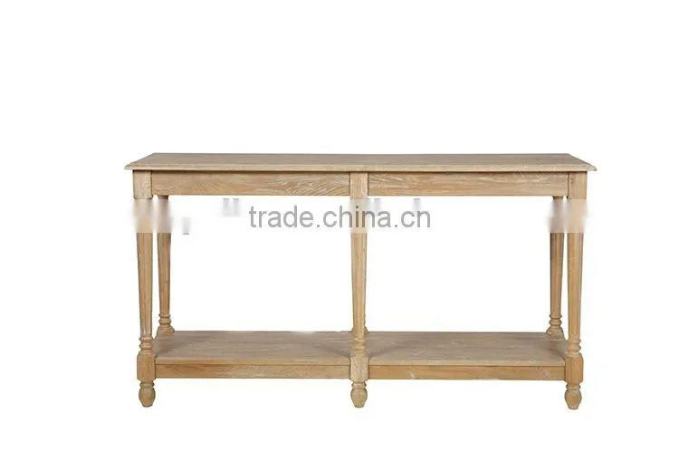 French Style Vintage Oak Wood Side Table