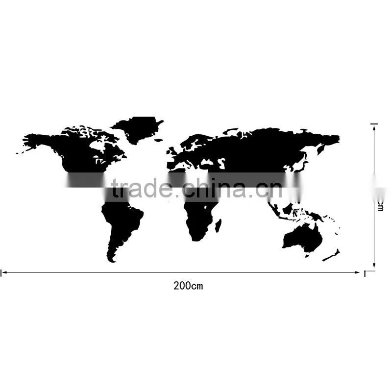 New design world map wall sticker,5d home decor pvc wall sticker,black pvc 3d wall sticker