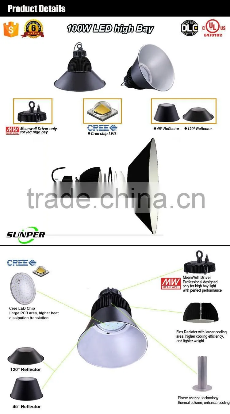 high quality industry led high bay light 100w ul high bay led canopy