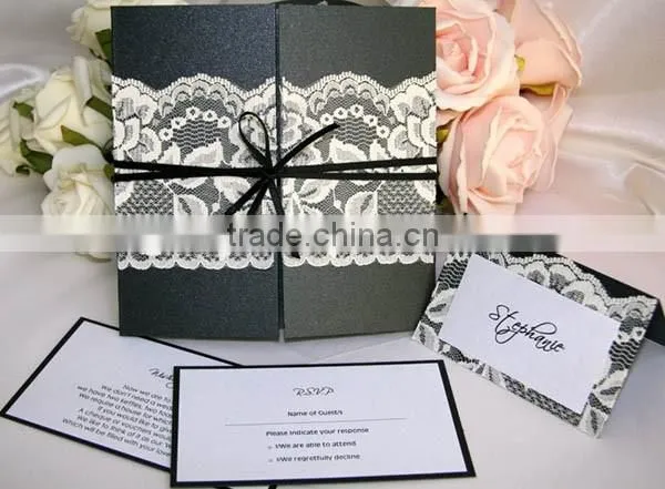 2016 newmengxing gate fold wedding invitation card. Lace invitationwith digital printing