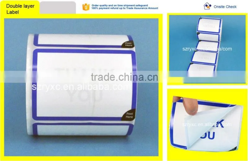 Custom adhesive double layer label sticker