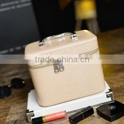 Ladies cute big size hard pu storage cosmetic powde makeup case