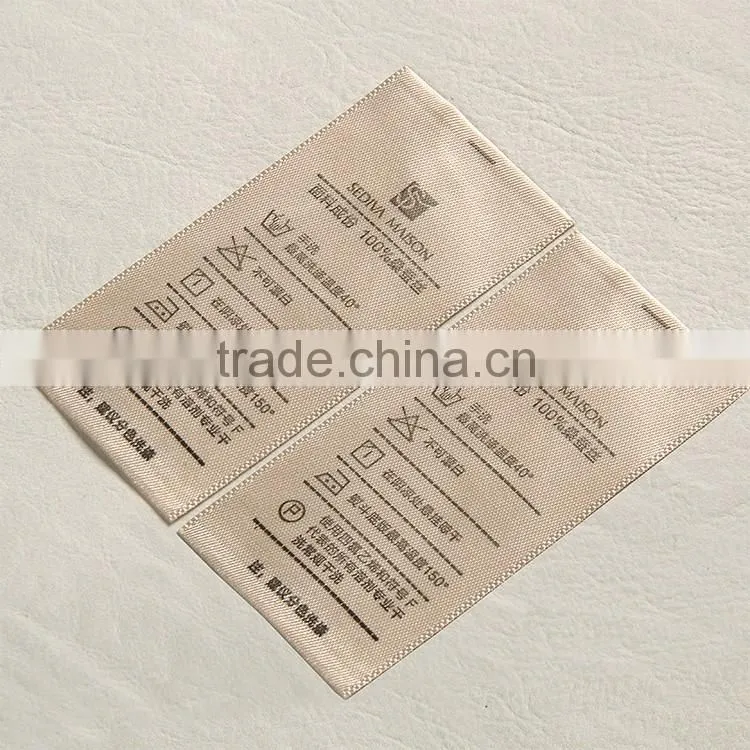 China label factory manufature printing washing care label for beaded garment