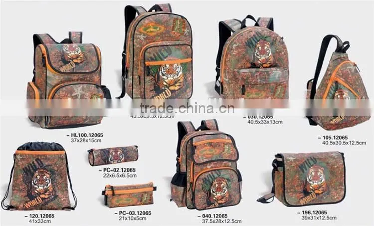 tiger print pattern sports backpack single shoulder bag
