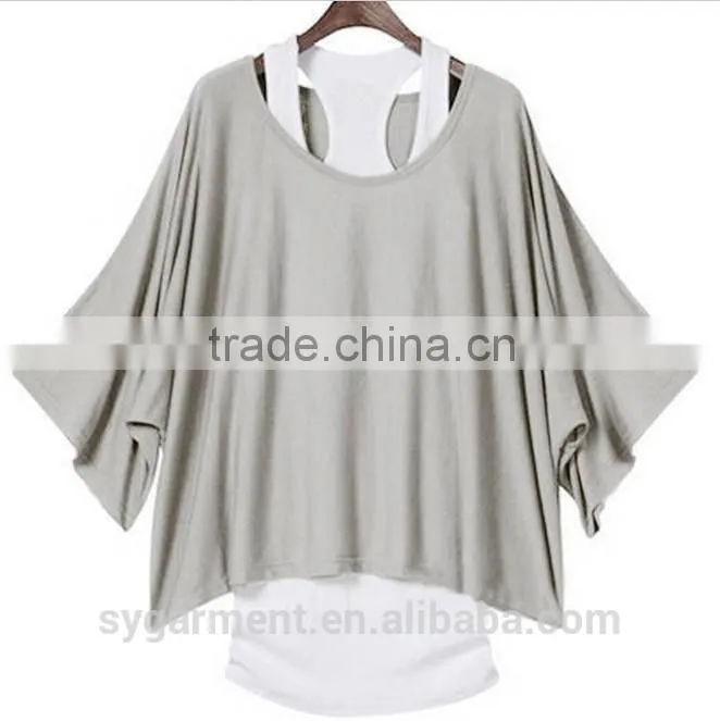 Women's Fashion Loose Casual Short Sleeve T-Shirts Batwing Sleeve Tops
