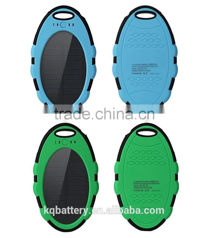 dual usb port 5000mah portable backup solar power bank charger