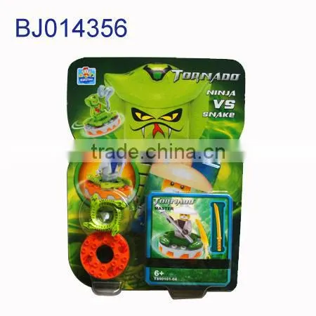 Funny kids diy block snake toy/plastic battle spinning top toy