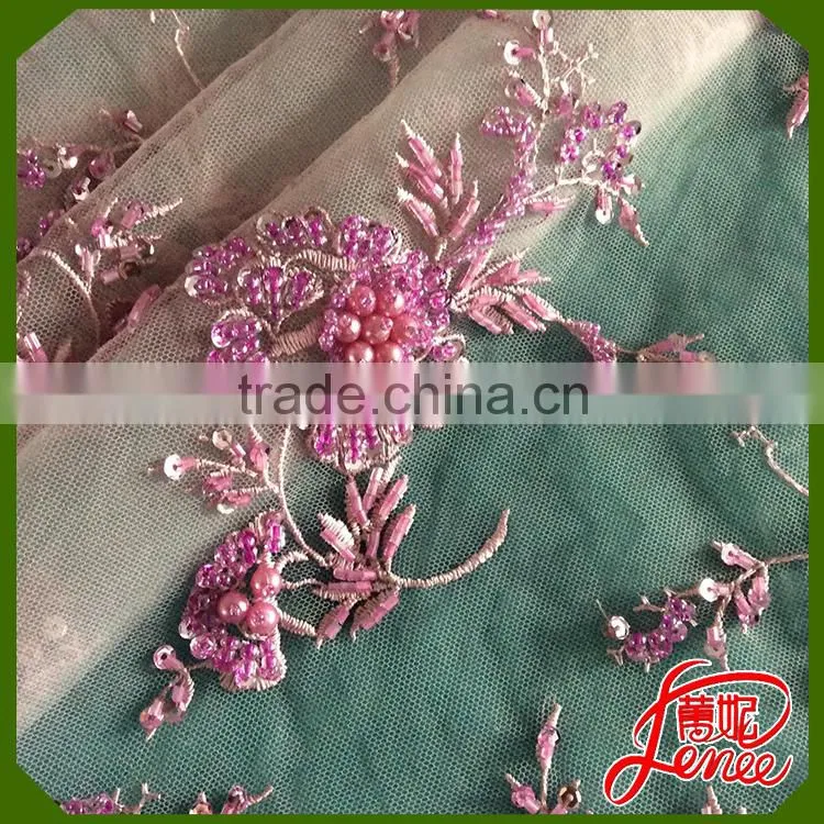 Famous Textile Supplier 100% Polyester Sequined Embroidery Fabric