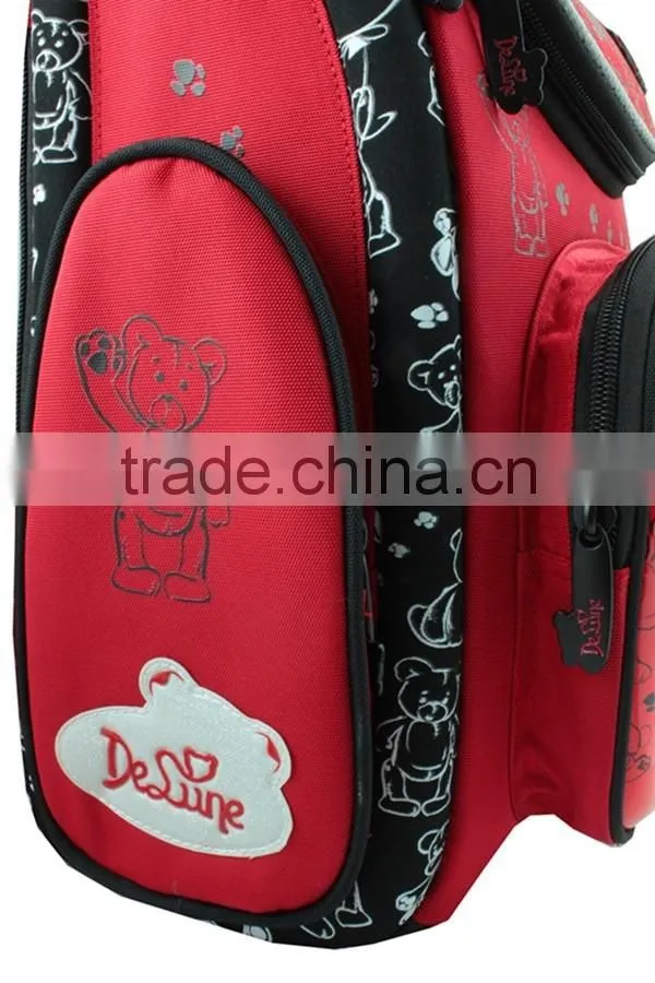 600D girls school bags for kids cartoon bear school backpack