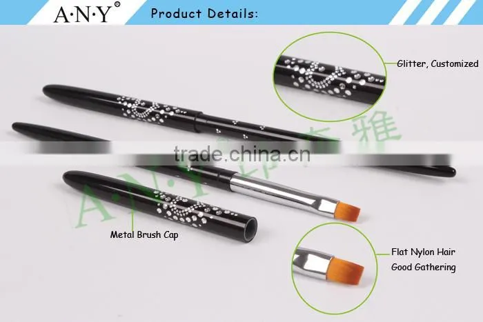 ANY Nail Art Crystal UV Gel Builder Using Metal Handle Flat Nail Brush UV Gel Beauty