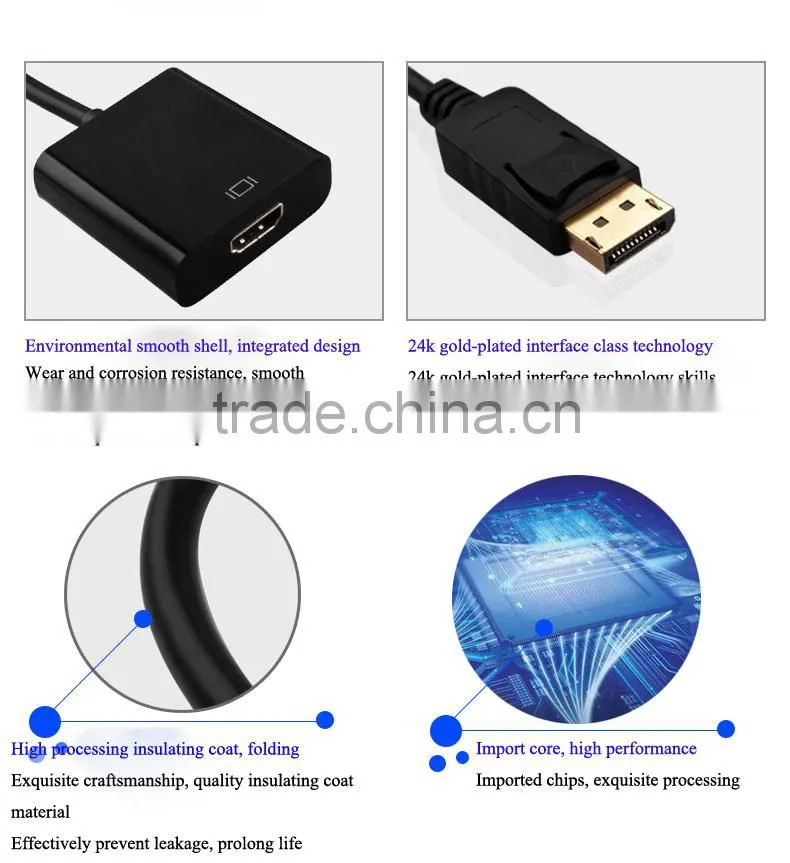 26cm Black Displayport Male to hdmi Female Adapter Cable