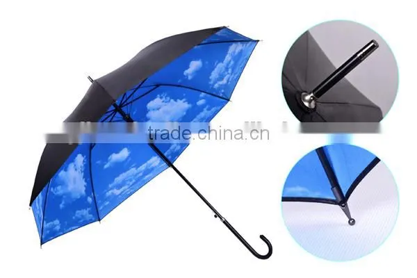 23" Blue Sky and White Cloud Umbrella, Sky Design Long Umbrella